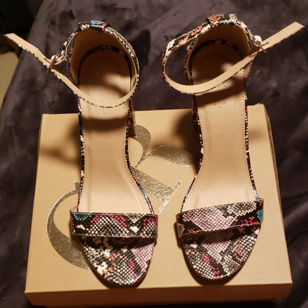 Snake Print High Heel Sandals